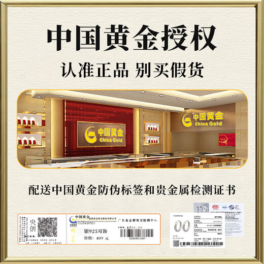 Central Chuang Fashion China Gold Authorized Earrings Men's Earrings Handsome High-end Birthday Gift for Boyfriend and Husband S925