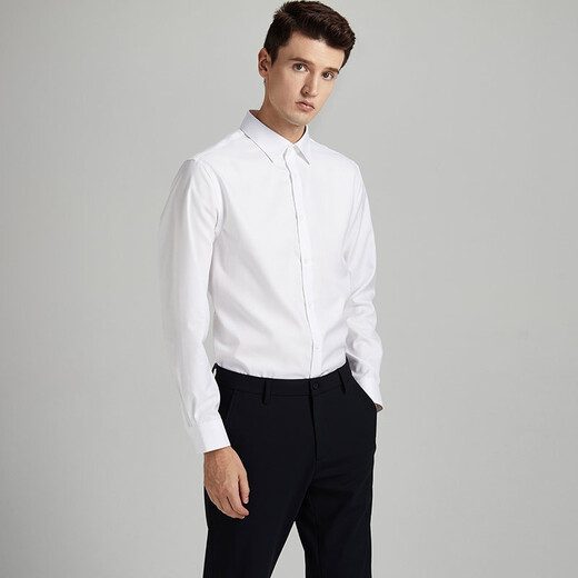 Boni [Easy to take care of] Long-sleeved shirt for men's business men's pure cotton shirt silver ion antibacterial casual shirt white VGJ11041B 41