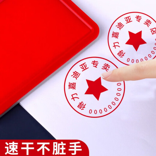 得力快干印台红色长方形公章印泥财务印尼盖章按手印指纹速干印油 小号-9891（配50ml秒干印油）