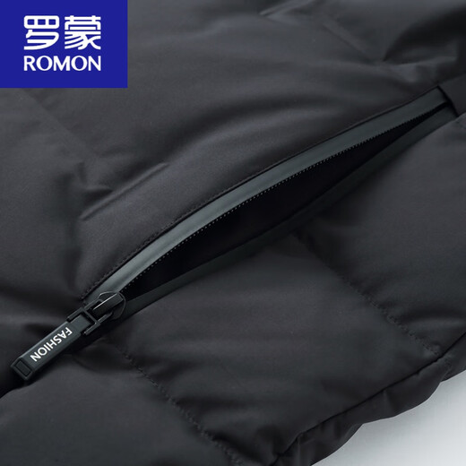 ROMON high-end autumn and winter fat man white duck down sleeveless vest vest enlarged stand-up collar thickened down large size vest men's new product black M