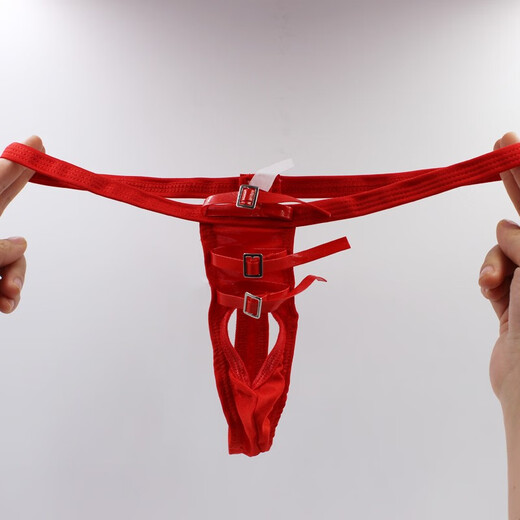 ZKHE men's fun underwear sexy loophole bundled thong T-pants easy to enter and exit pants 60Jin[Jin equals 0.5 kg] couple's sexy underwear triangle with hole black
