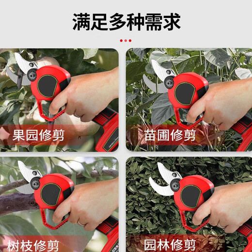 电动剪刀剪树枝电动果树剪子充电式锂电池修枝剪桃树果园桑树剪枝剪园艺园林花圃粗枝花椒修剪工具鸿略 698VF【5公分】双电3刀+腰包