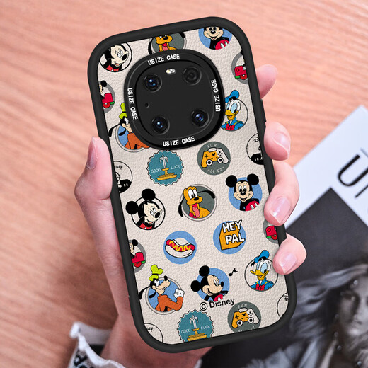Rich World [Disney autorisiert] Huawei Mate70pro+ Mobilfunkkoffer 60 Silikon-Softschalen-Objektiv Vollbeschwerde-Schutzhülle Neue Anti-Fall-Lambskin Creative Cartoon Trendy Brand Advanced Little Fat Girl Black X1478 Disney Huawei Mate60