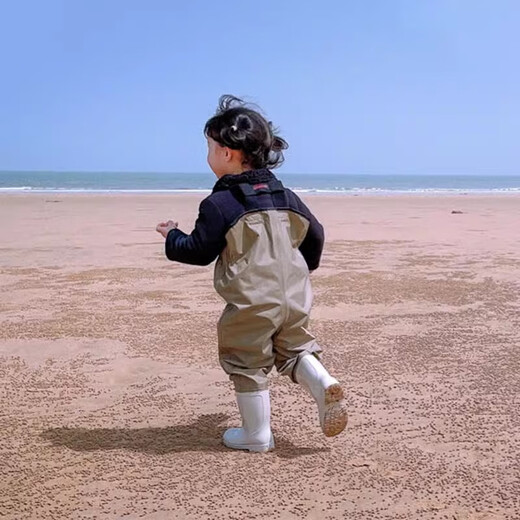 SEKOYA children's wading pants one-piece waterproof half-length rain pants rain boots beach play water suit baby stream fishing and sea equipment 2001J regular rubber sole SSS (height 80-95CM)