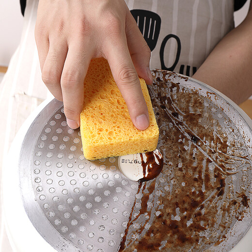 Baisunjie Natural Wood Pulp Cotton Dishwashing Sponge Cleaning Sponge Block Magic Scrub Pot Kitchen Powerful Decontamination Artifact Thickened 2.5cm Thick 6 Pieces