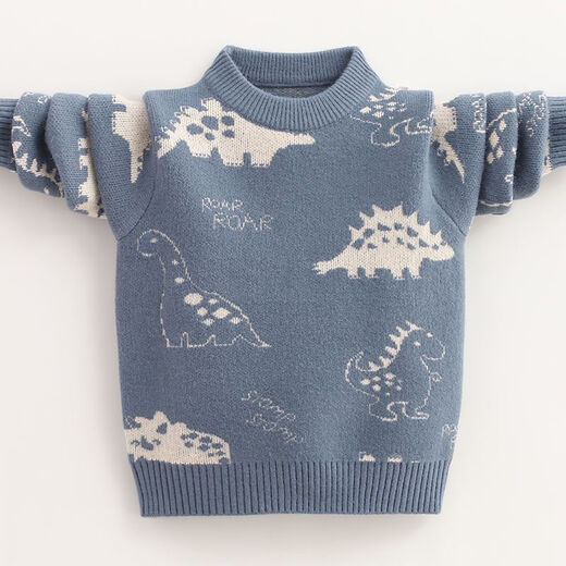 
Children's round neck sweater pullover boys' sweater spring and autumn new style medium-large children's cotton boys' autumn and winter base suitable for children aged 2-12 in autumn and winter. Beige dinosaur 100_Suggested height 90-100 cm