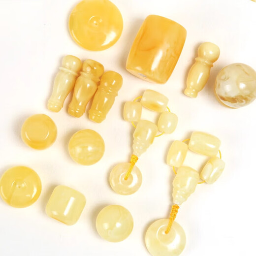Feng Yuhuang amber beeswax bracelet ring beeswax 108 pearl chicken oil yellow and white beeswax beeswax