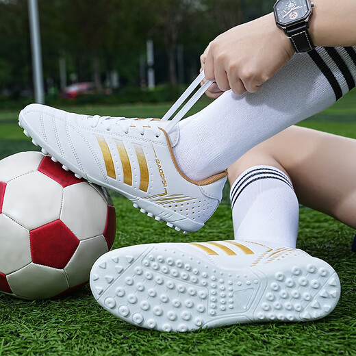 LINBUXAN football shoes for boys and girls, primary and secondary school students, non-slip wear-resistant training shoes for women, adult competition, platinum 38