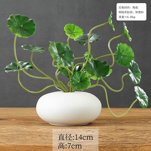 Pa Meiju Zen Chinese vase ornaments creative living room TV cabinet decoration room wine cabinet entrance ceramic crafts vase + copper money grass