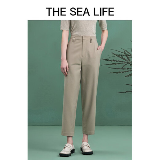 THE SEA LIFE Ou Hai Yisheng High-waisted straight-leg pants 24 years of autumn and winter high-elastic temperament tea-color trousers 12128 brown S