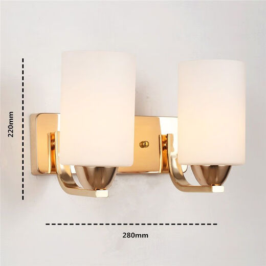 Yaotian simple modern fashion creative bedside glass wall lamp with switch living room lamp bedroom lamp aisle lamp indoor wall lamp gold double head without switch E27*12 watt LED yellow light bulb