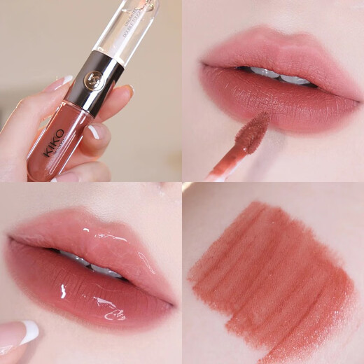 Kiko Lip Glue Double Head Lip Gloss Gloss Lip Bloss 103 Repstick Milk Milk Tea Thé Perte Transparent Verre Verbe Gift Gloss For Girlfriend 139 Sweet Tea Oolong