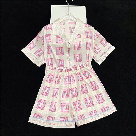 
Yipaila summer pajamas for women ice silk cute printed shorts shorts casual cardigan for best friend to wear home clothes suit YFY-9902# pink letter M [recommended 80-100Jin [Jin equals 0.5 kg]]