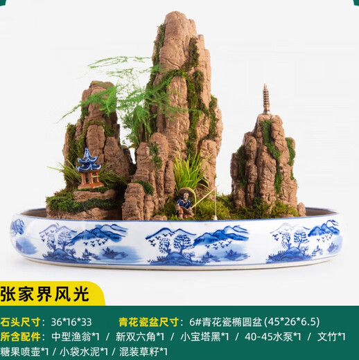 SMVP boutique indoor natural absorbent stone landscaping water stone ornaments landscape bonsai flowing water rockery micro landscape Zhangjiajie scenery (complete set)