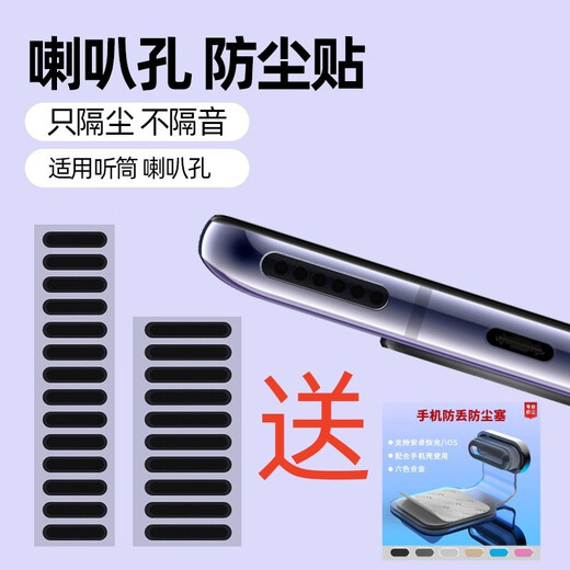 IT is suitable for Apple 16ProMax mobile phone dustproof protection ip16plus/iphone15/14 charging port waterproof dustproof plug earpiece dustproof net protection net black translucent black speaker dustproof net free brush (set) Apple 16 Pro