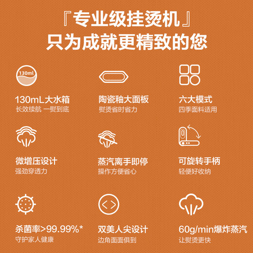 苏泊尔（SUPOR）挂烫机家用手持增压蒸汽熨烫机便携式小型高效除菌干湿双熨大功率电熨斗 EGH902