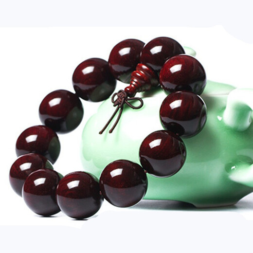 Xianyin small-leaf red sandalwood sunken Buddha beads bracelet natural wood decoration men's bracelet trendy fashion 12mmX17 pieces