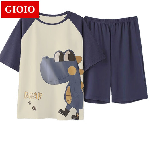 GIOIO男士睡衣夏季薄款棉质短袖短裤套装夏天青年休闲大码可外穿家居服 6621 2XL