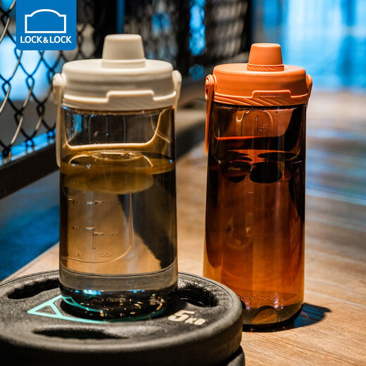 LocknLock Sports Water Cup 2000ml Large Capacity Fitness Water Bottle Ton Bucket Extra Large Outdoor Fitness Cup Straw White 2.0L