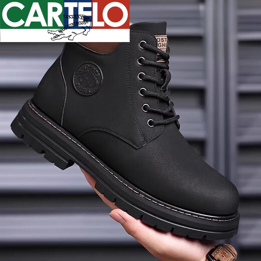 Cartelo Martin Boots Menores de trabajo para hombres Botas de algodón Men's Casual High-top calientes de moda de otoño e invierno Big Big Yellow Zapatos F6216 Cotos de algodón Negro 41