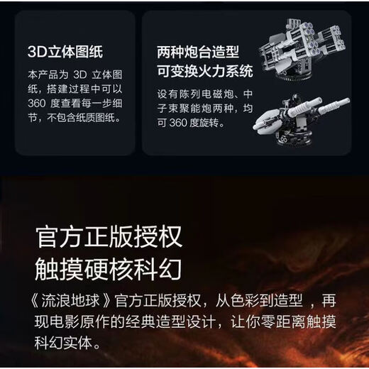 搭一手流浪地球运兵车兼容乐高积木拼装摆件儿童玩具男孩生日礼物7-13岁 中型运兵车811pcs【礼盒】