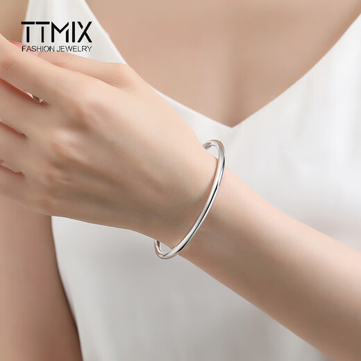 TTMIX platinum bracelet pt950 women's glossy plain ring platinum round bracelet as a gift for your girlfriend 56mm weight 7.74g 2.4mm thick