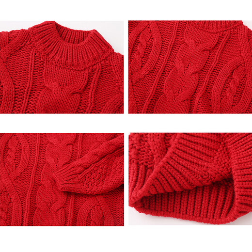 BUBBLE ORANGE parent-child wear red sweater autumn and winter New Year clothes for a family of three, four and five, mother and daughter clothes, family portrait, high-end family wear red (same style for men and women) 170 parents size S (recommended height 155-165 cm