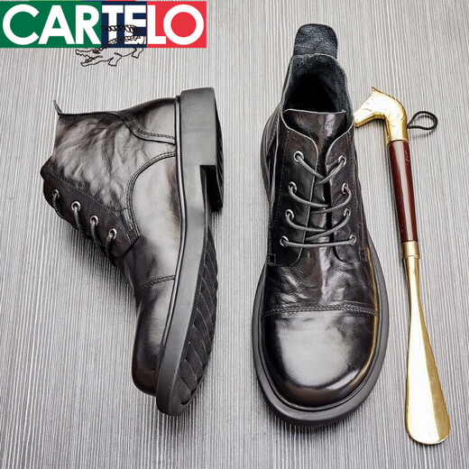 Cartelo Light Luxus High-End-Herbst- und Winterkopfschicht Kuhläppchen-Leder atmungsaktivem Martin Boots Herren Chelsea Short Stiefel mittelgroße vielseitige High-Top-Freizeitschuhe 8116 Single-Layer ohne innere 40