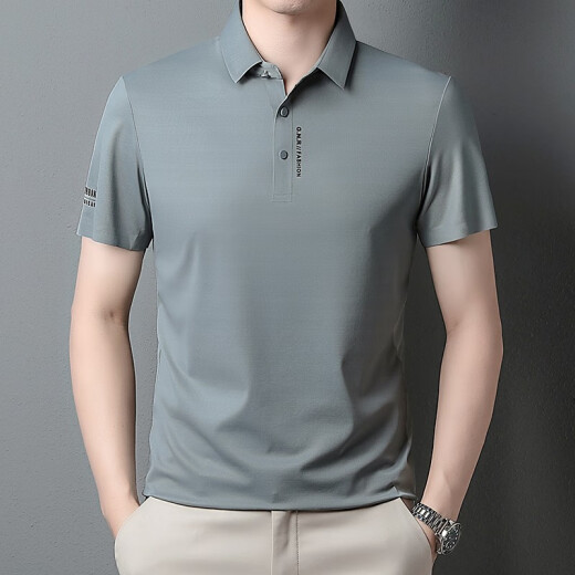 Camiseta aristocrática de manga corta de lujo de lujo para hombres en verano Fina de color sólido de color sólido y versátil camiseta de media manga para hombres 9859 marrón claro 3xl 190 Tamaño [recomendado 180-200 Jin [Jin equivale a 0.5 kg]]