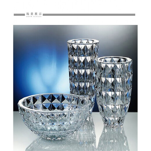 BOHEMIA Czech imported crystal glass fruit plate home gift fruit plate fruit bucket basin decoration light luxury home DIAMOND diamond fruit bucket 325mm