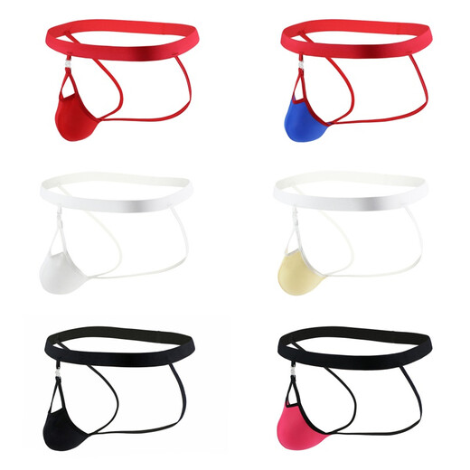 Zi Jiafu men's sexy underwear, empty back thong detachable PP thong underwear with exposed bladder, men's sexy and convenient intercourse, black ribbed black cloth 4XL (108-115cm)