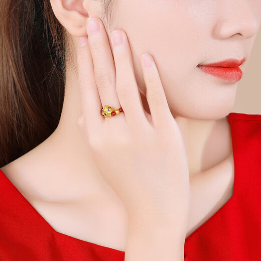 Chao Acer gold swallowing beast gold Pixiu red agate ring for women pure gold transfer beads beaded gift for women elastic cord adjustable about 12-15 rings