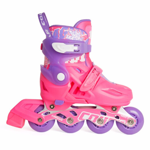 COUGAR Flash Roller Skates Children's Set Adjustable Skates Pink Purple M Size