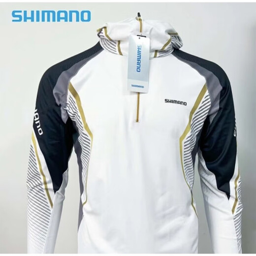 SHIMANO 22 New Shimano Summer Ice Silk Hooded IN-053u Lightweight Sun Protection Clothes Fishing Suit 23 IN-053U White XL
