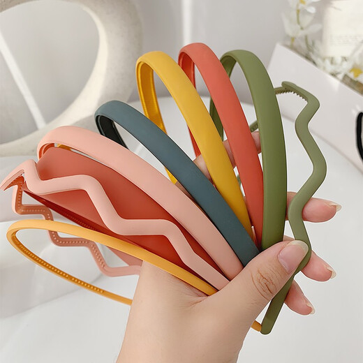 Morning Star Korea's Sweet and Simple Face Wash Hairband for Girls, Versatile for Going Out, Internet Celebrity Hair Cave Pressed Hair, Anti-Slip Hairpin, Hair Travel, Extra Wide Navy + Orange - 2 Piece Set