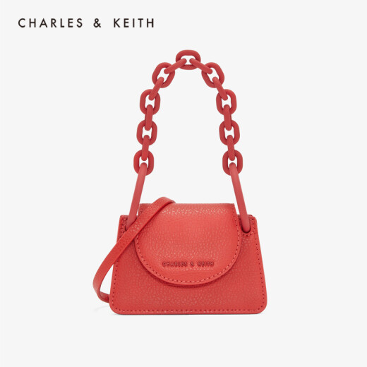 CHARLES/KEITH2021 Spring and Summer CK6-40781119 Bag Women's Bag Retro Chain Flip Mini Coin Shoulder Bag Small Bag Red Red XXS