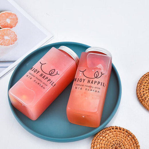 Murannuoer milk tea cup disposable drink cup coffee cup with lid milk tea bottle drink cup poplar nectar bottle juice cup disposable square milk tea cup 380ml 10 pieces