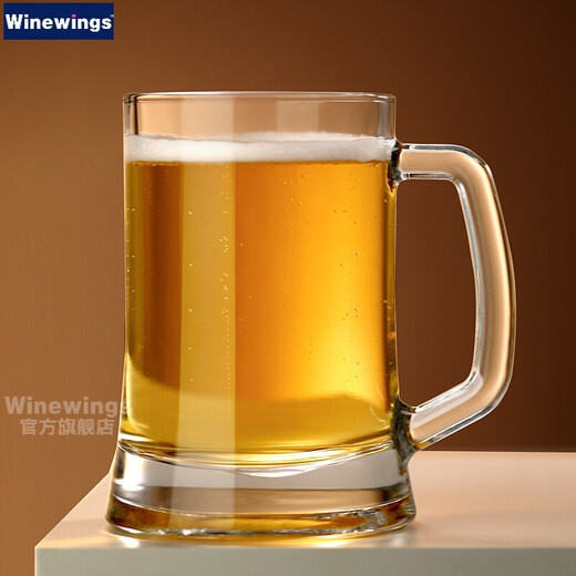 WINEWINGS extra large craft beer cup home draft beer cup pint cup with handle crystal glass cup large capacity tea cup water cup 660ML thickened handle cup