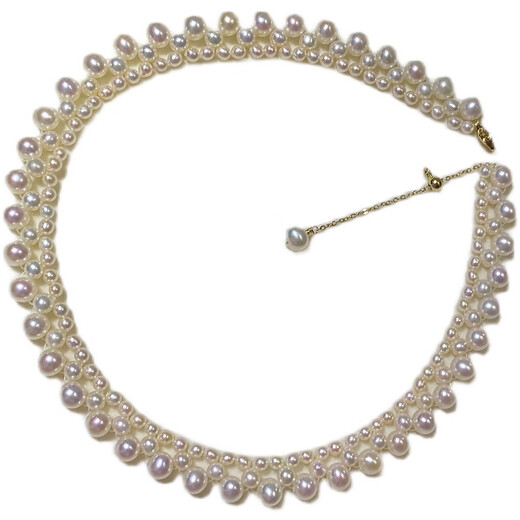 Xuanxian Freshwater Pearl Necklace Braided Necklace Collarbone Chain French Hepburn Round Pearl 45cm