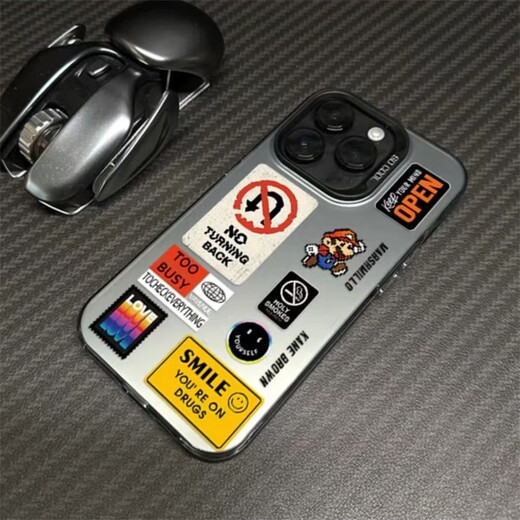 
Julishi suitable for Apple 15 mobile phone case iPhone 14 mobile phone case Apple 13 Apple 12 color silver Mario Apple 11 IMD color silver - black - SQ16852 simple English - iPhone 15 - mobile phone case