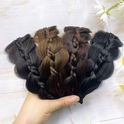 Daisy Lin DSL white hair covering artifact wig headband for women high-end summer 2025 fishbone braid braid covering hair accessories dark brown 1 piece