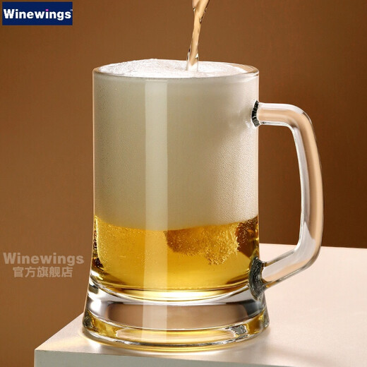 WINEWINGS extra large craft beer cup home draft beer cup pint cup with handle crystal glass cup large capacity tea cup water cup 660ML thickened handle cup