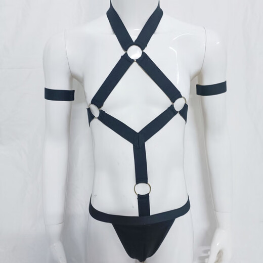 
Wen Shiou Men Muscular Men Nightclub Performance Clothing Underwear Thong Perverted Strap Temptation Men's Special Gay Made Black Unicode