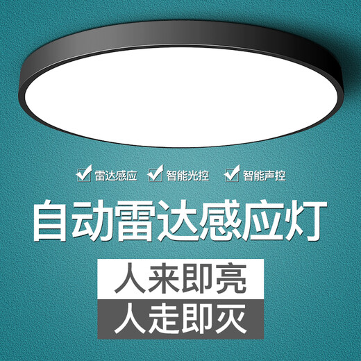 Leilei Zhiguang LED induction ceiling light voice-controlled radar human body induction light corridor aisle corridor balcony home smart light square 23cm radar 12W default black