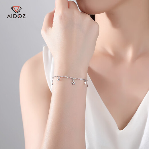 Aido Diamond Platinum Star Bracelet for Women pt950 Platinum Transfer Beads Bracelet for Girlfriend, Weight 4.8-5.0 Grams + Delivery Certificate