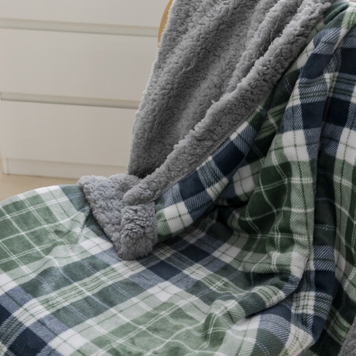 Antarctic shawl blanket, double-sided velvet, thickened lamb velvet, leg blanket, office nap blanket, sofa small quilt, air-conditioning quilt blanket, green grid multi-functional blanket, shawl/cover/spread/build 70*100cm