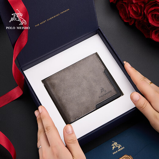 Paul Mesid Herren Brieftasche, echte Leder-Kurzstil für Männer, modische, Mehrkartenbrieftasche, Geburtstagsgeschenk für Freund, Ehemann, Vater, praktisch 8602293-1 [New Counter Gift Box]