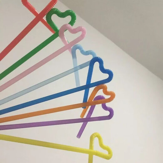 Lan Yin Disposable Straws Colorful Art Elbow Handmade Food Grade Plastic Household Drinking Stars 100 Count - Colorful Art Straws - 26cm Quantity x 1