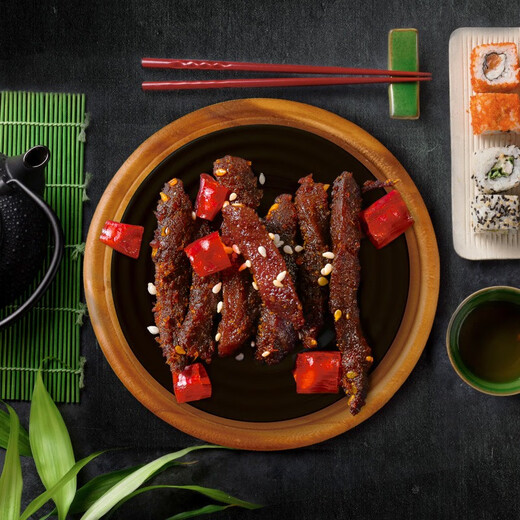Drei Eichhörnchen Shuxiang Beef würzig 400 g Geschenkbox Sichuan Snacks und Snacks Snacks Snacks Snacks, um Ihr Verlangen zu befriedigen, ruckartig Fleisch Jerky