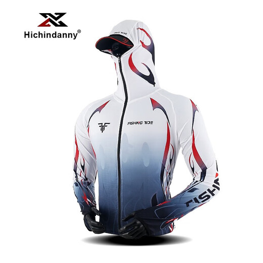 HICHIN DANNY Fishing Sun Protection Clothing Men's Ice Silk Breathable Quick-Drying Outdoor Leisure Competition Summer Fishing Clothing Set Gradient Blue 2XL Suitable for 160-180 Jin Jin equals 0.5 kg